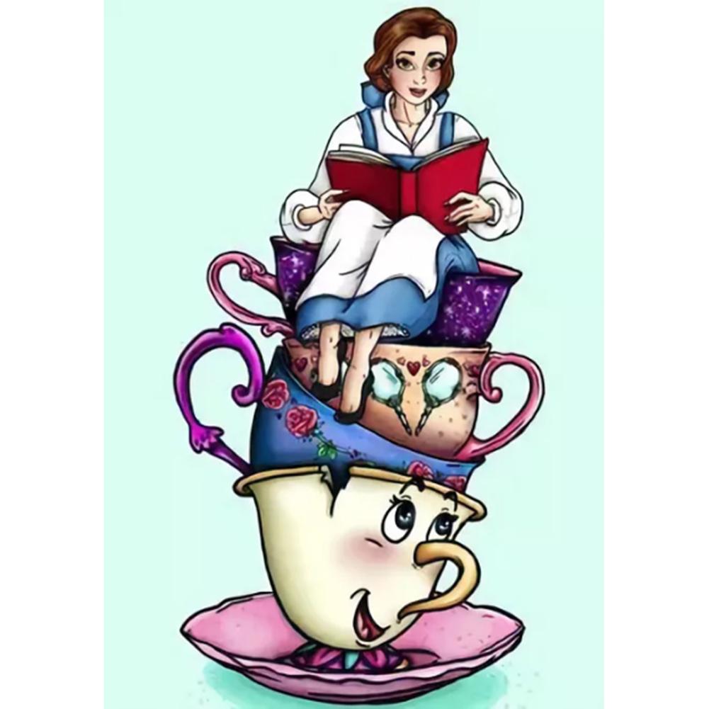 

40*30CM - Cups Girl Stitch - Round Drill Diamond Painting, 501 Original
