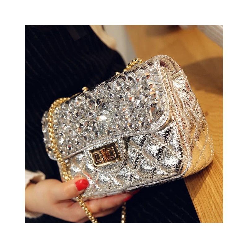 luxury designer purses and handbags gold rhinestone purse clutch crystal Shoulder bag Chain evening clutch pouch messenger bag