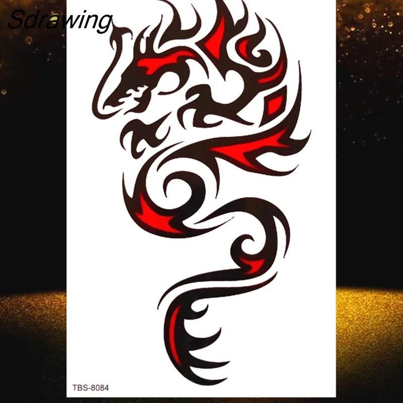 Sdrawing Wolf Tiger Owl Tatoo Sticker 3D Black Animal Tattoo For Men Women Kids Hot Sale Monster Flower Disposable Temporary Tattoo