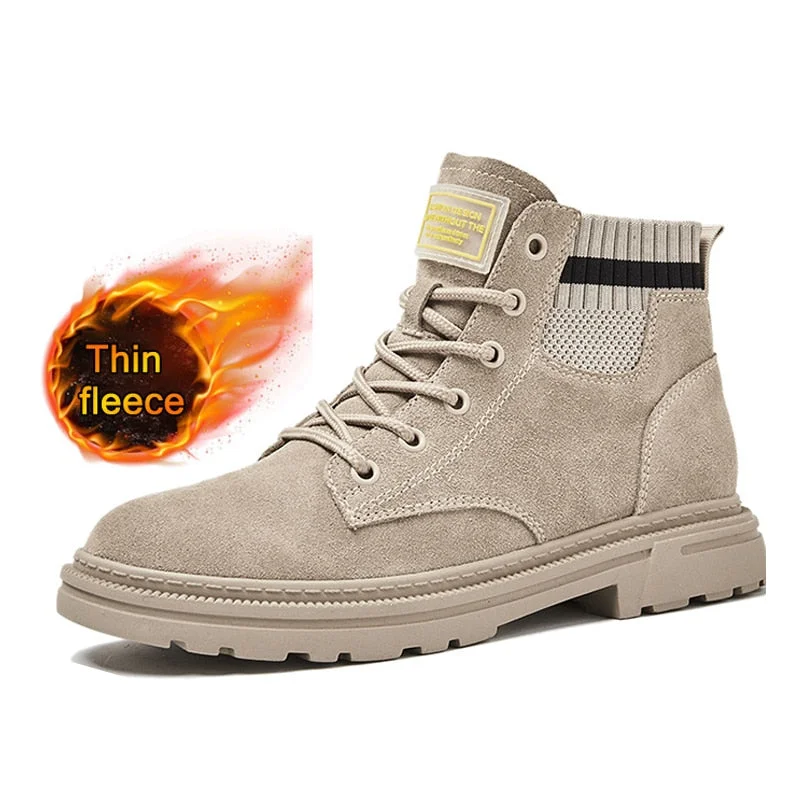 Platform Boots Women 2021 Winter Cow Suede Leather  Short Boots Warm Plush Ladies Shoes Autumn Fashion Chunky Boots Botas Mujer