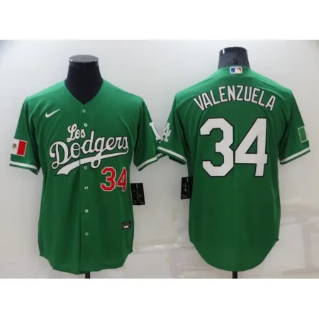 Men's Los Angeles Dodgers #34 Toro Valenzuela Green Stitched Baseball Jersey T61Q