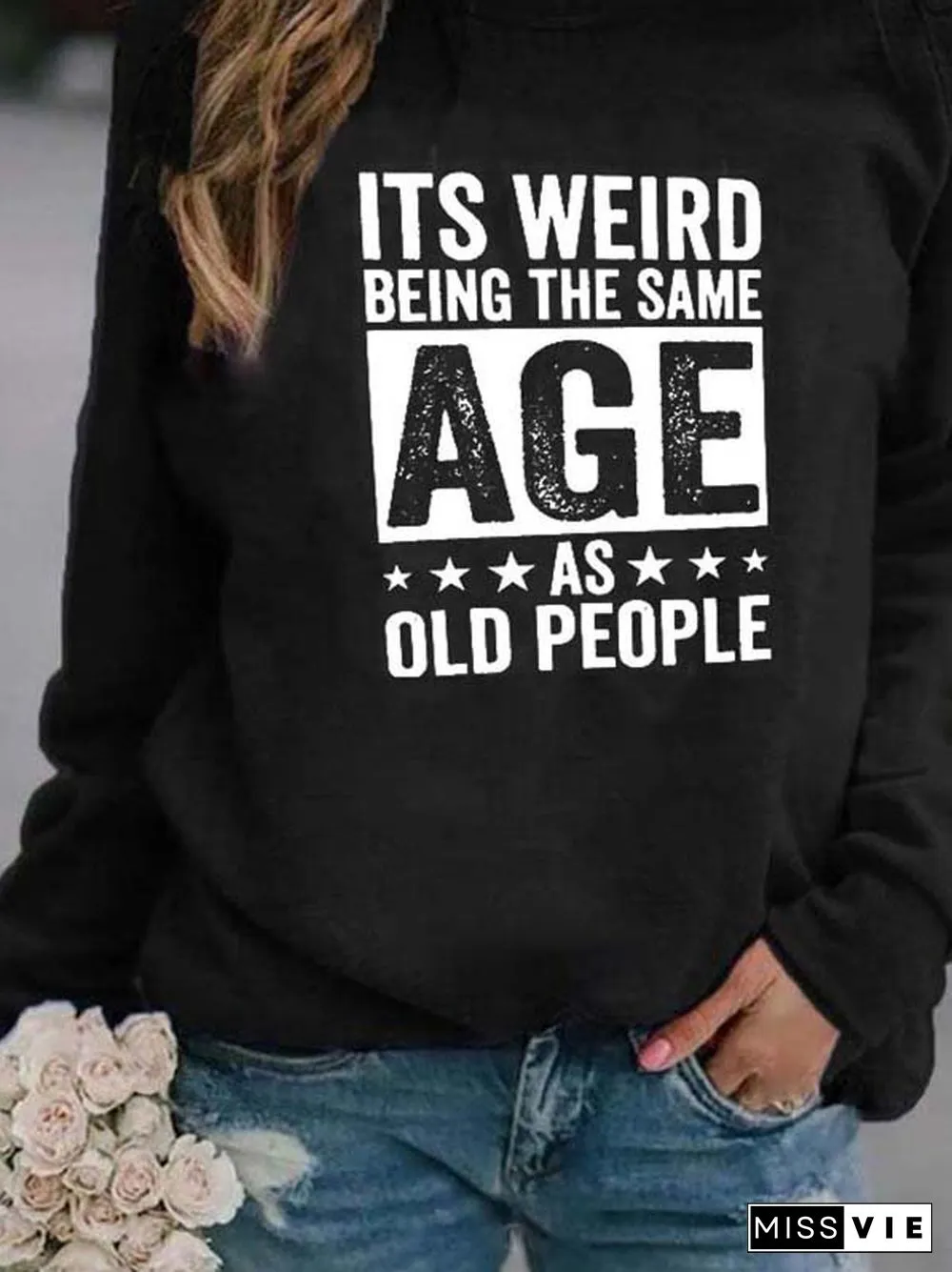 Long Sleeve Crew Neck Letter Casual Sweatshirts