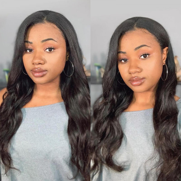 250% Density U Part Wig Body Wave Human Hair Wigs With Natural Hair