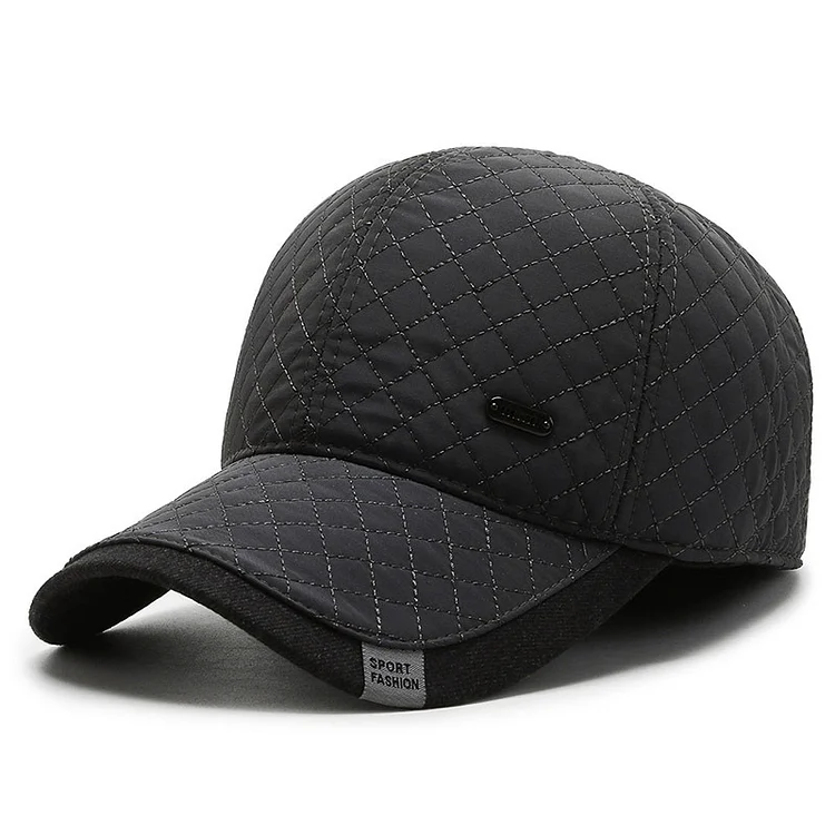 Winter Thick Warm DomePersonality Trend Lattice Baseball Cap Middle-aged and Elderly Adjustable Baseball Cap