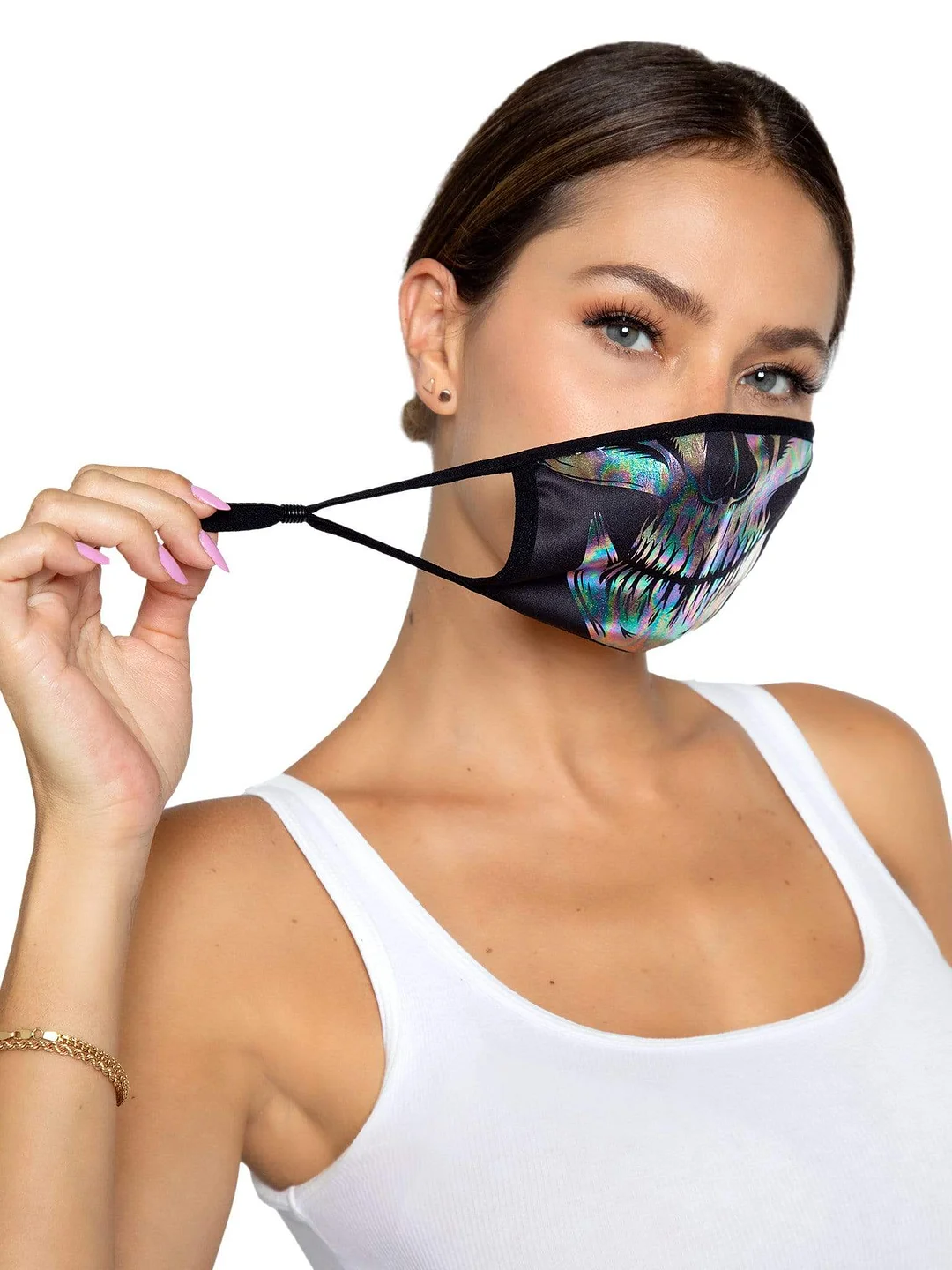 Iridescent Foil Skull Face Mask