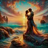 Beach Couple-11CT Stamped Cross Stitch 40*40cm/15.75*15.75in tapestrymarket