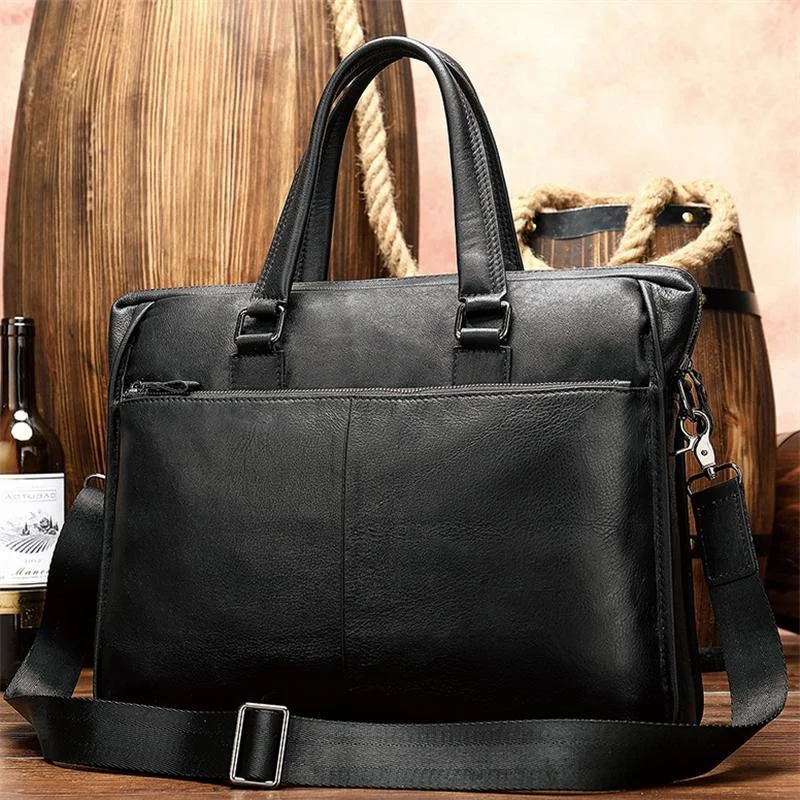 Men's Business Leather Large Capacity Fashion Casual Handbag Waterproof Crossbody Bag