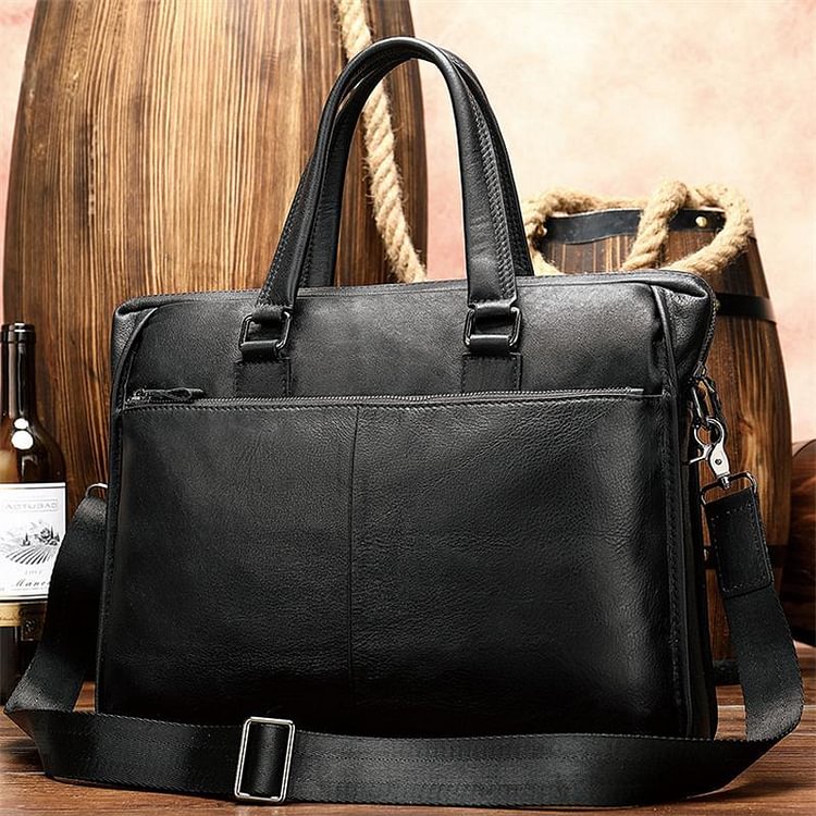 Men's Business Leather Large Capacity Fashion Casual Handbag Waterproof Crossbody Bag
