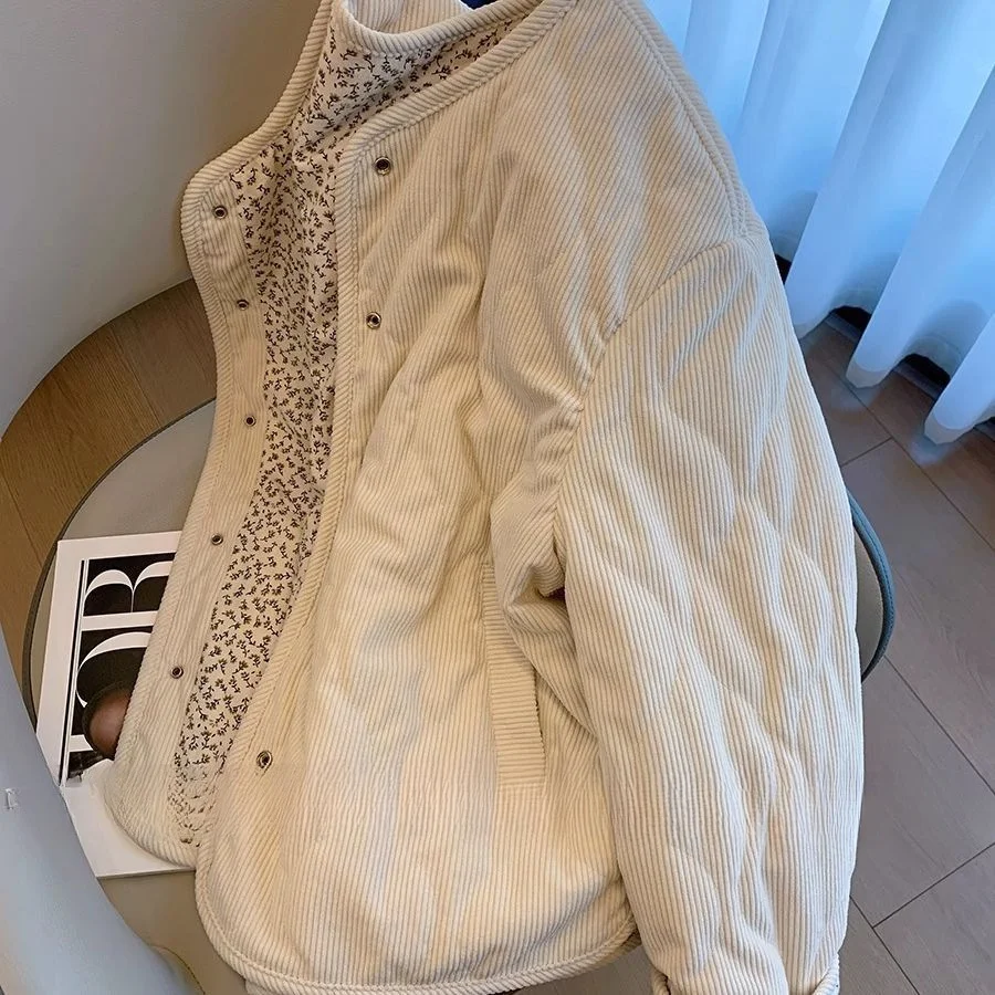 Athvotar Athvotar Sense Lints Spliced Broken Flower Lingge Cotton Coat Women's New Relaxed Leisure Cotton Coat In Winter