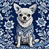 Blue And White Porcelain-Chihuahua-11CT Stamped Cross Stitch 40*40cm/15.75*15.75in