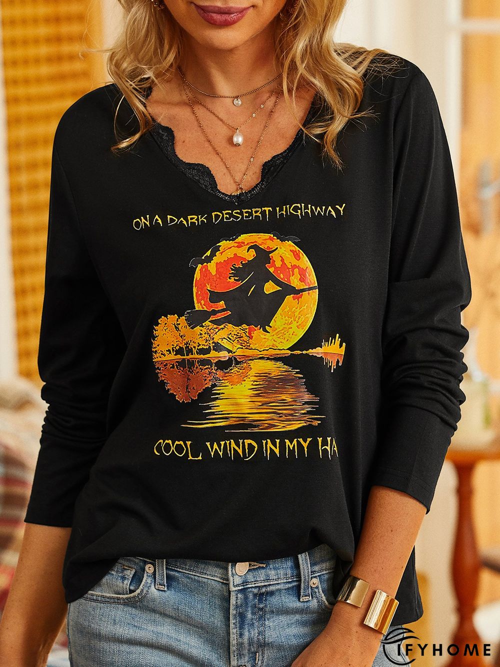 V Neck Casual Halloween T-Shirt | IFYHOME