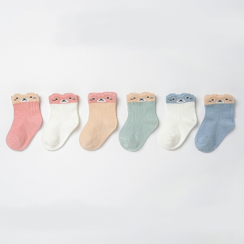 6 Pairs /lot 0 to 24M Summer Short Socks For Baby Cute Animal Newborn Infants Socks Extreme Soft Socks On Girls Boys Spring