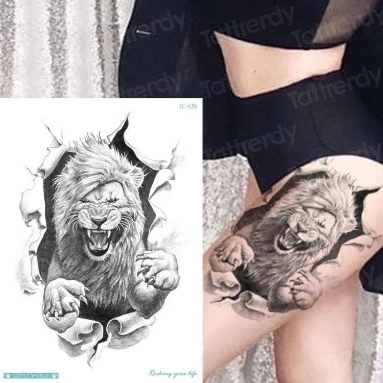 Tiger Skull Leopard dragon Waterproof Temporary Tattoo Sticker Wolf Animals Tattoos Body Art Arm Hand men Fake Tatoo Big Sexy