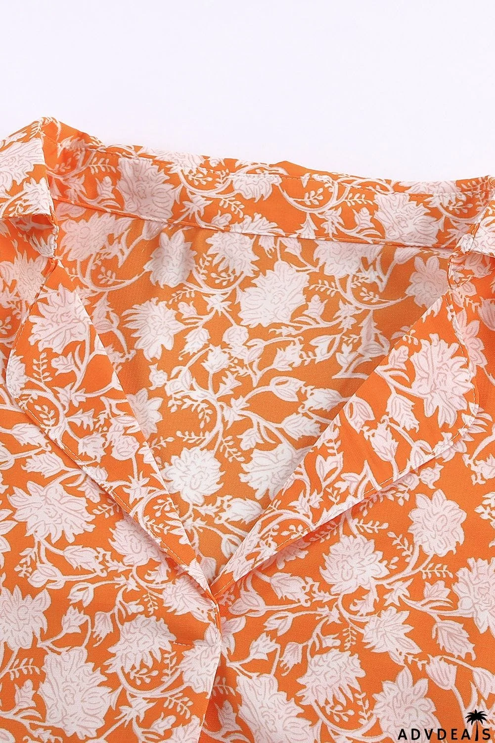 Dotted Print V Neck Drape Front Blouse