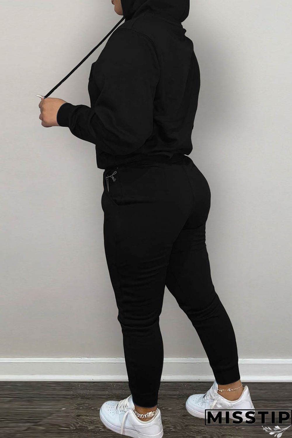 Brown Casual Letter Print Basic Hooded Collar Long Sleeve Two Pieces