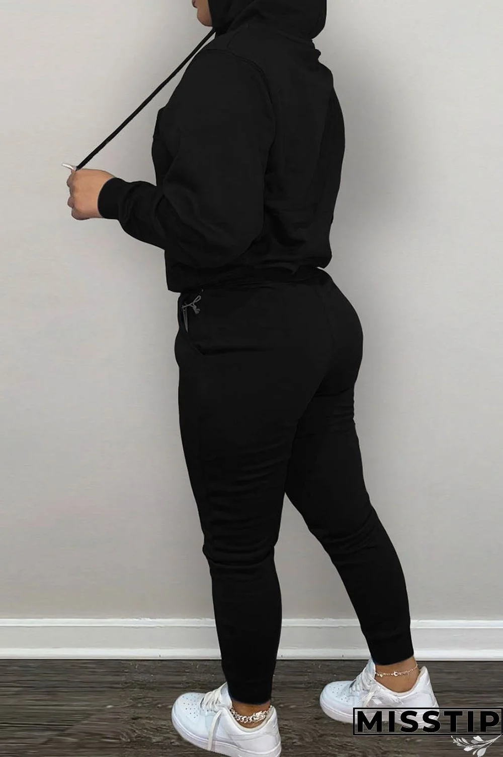 Brown Casual Letter Print Basic Hooded Collar Long Sleeve Two Pieces