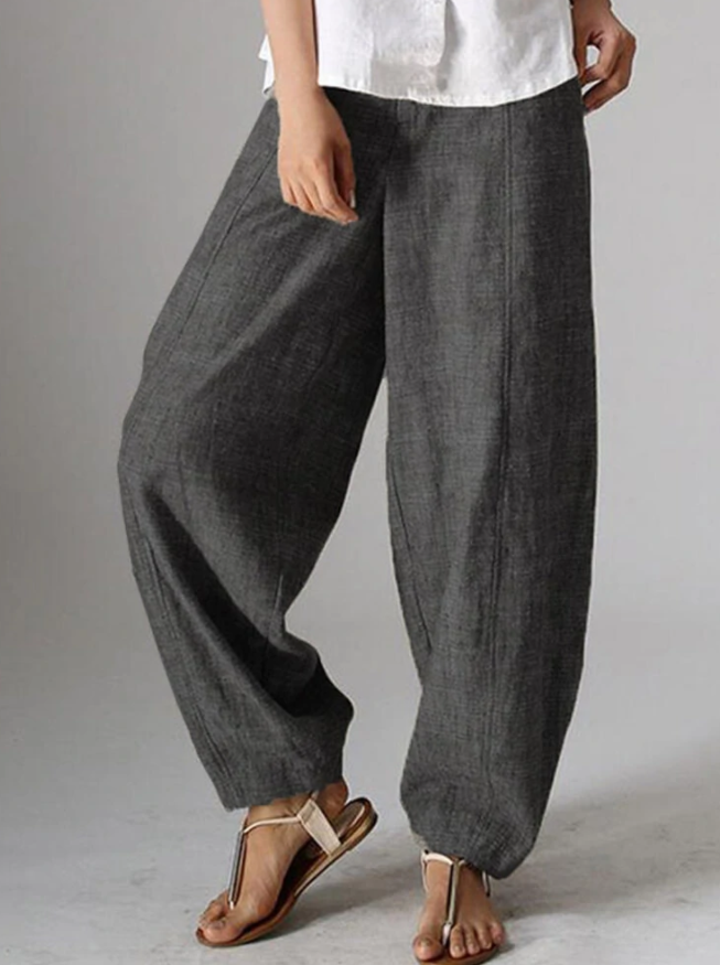Casual Solid Color Baggy Pockets Harem Pants For Women