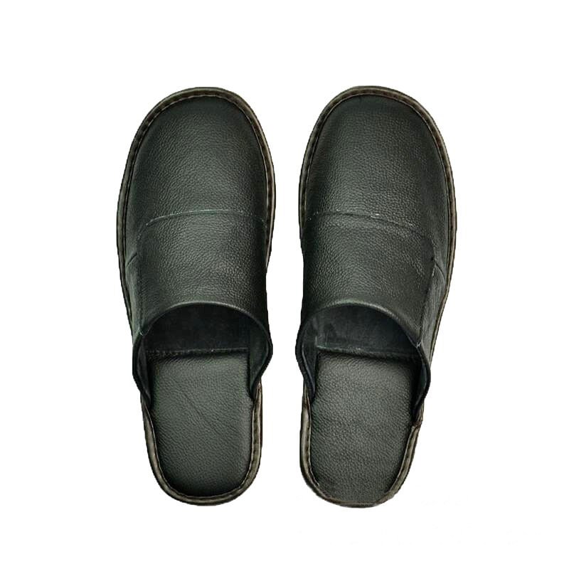 slippers men big sizes Genuine Cow Leather home male indoor house for Men's slippers women man slipper Luxury soft Flat shoes