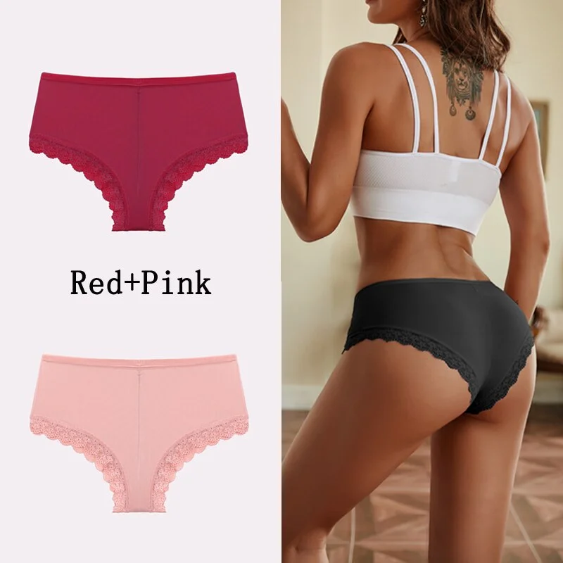 Billionm Women Panties Sexy Lace Briefs Solid Seamless Underwear Female Comfortable Intimate Lingerie Floral Underpants M-2XL