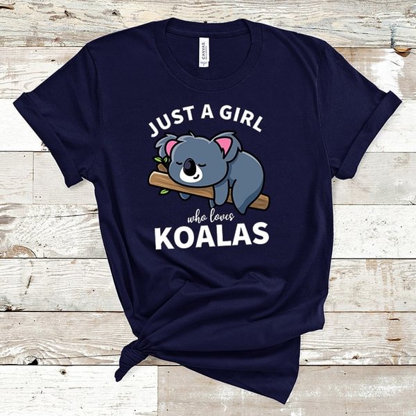 Just a Girl Who Loves Koala Printed T Shirt Men/Women Oversized Clothes O-Neck Funny T Shirts for Women Tops Tees - BlackFridayBuys