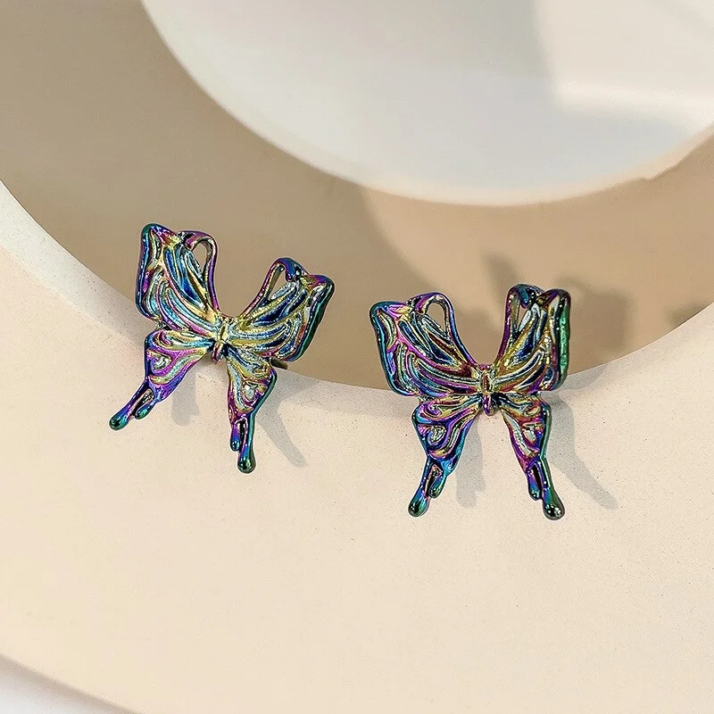Trendy Female Butterfly Insect Stud Earrings Charm Black Gold Color Small Earring Dainty Bride Wedding Earrings For Women