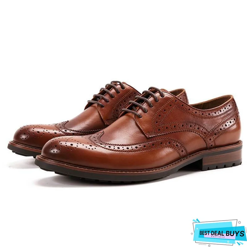 Men's Business Cow Leather Brogue Shoes