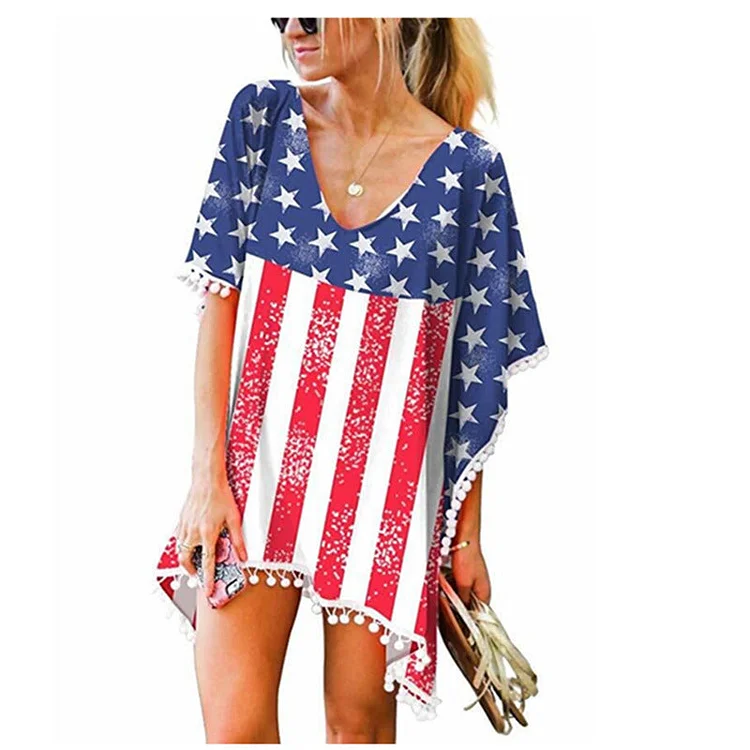 Plus Size New American Flag Sun Protection Cardigan