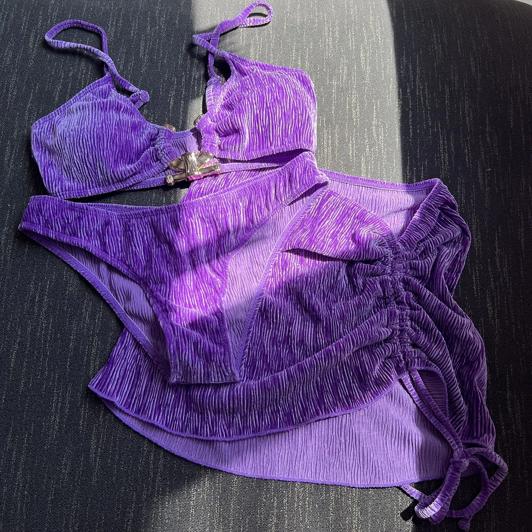 Uveng New Summer Small Freshness In Wind Three-Piece Swimsuit Bikini Bikini