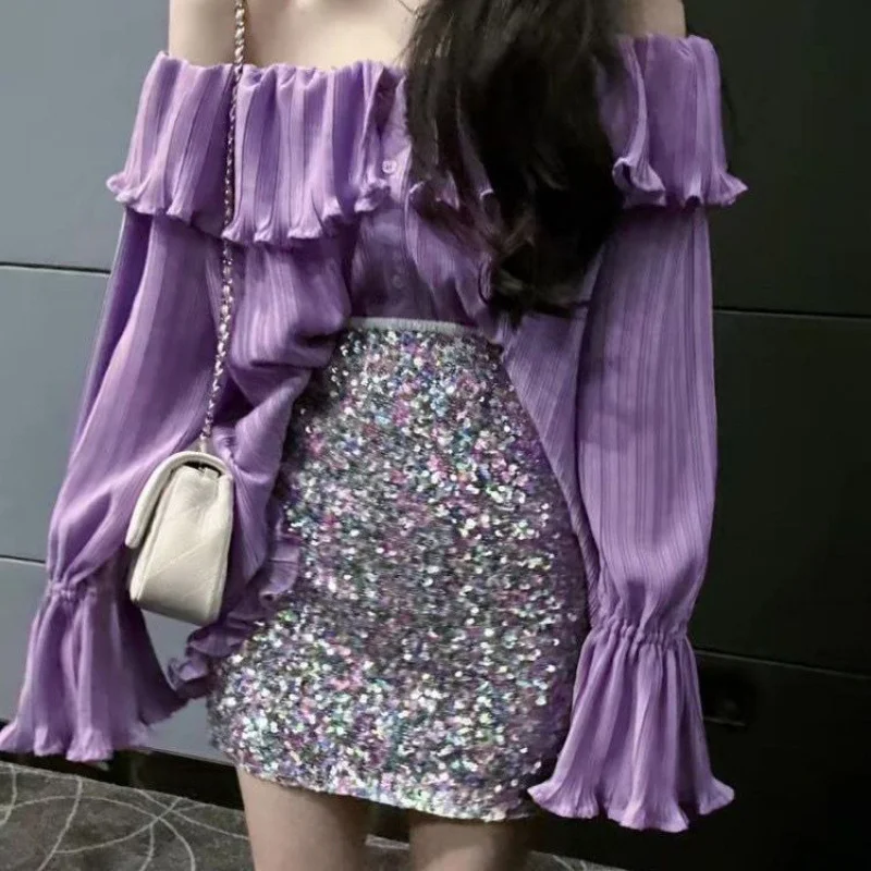 Nigikala Nigikala High-End New Suit Word-In-Word Temperamental Lotus Leaf Sweet Lute Skirt Fashion Two-Piece