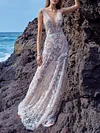 Lace Embroidered Deep V-Neck Wedding Maxi Dress