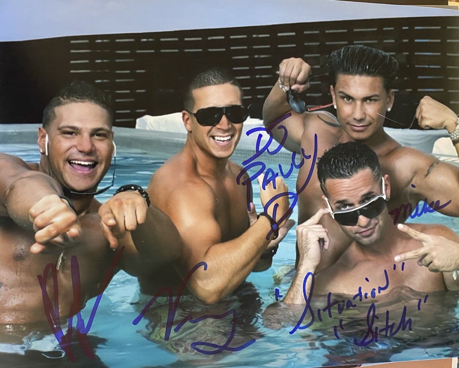 Jersey Shore Signed Boys Autographed 8x10 Photo Poster painting Pauly D , Vinny , Mike & Ronnie