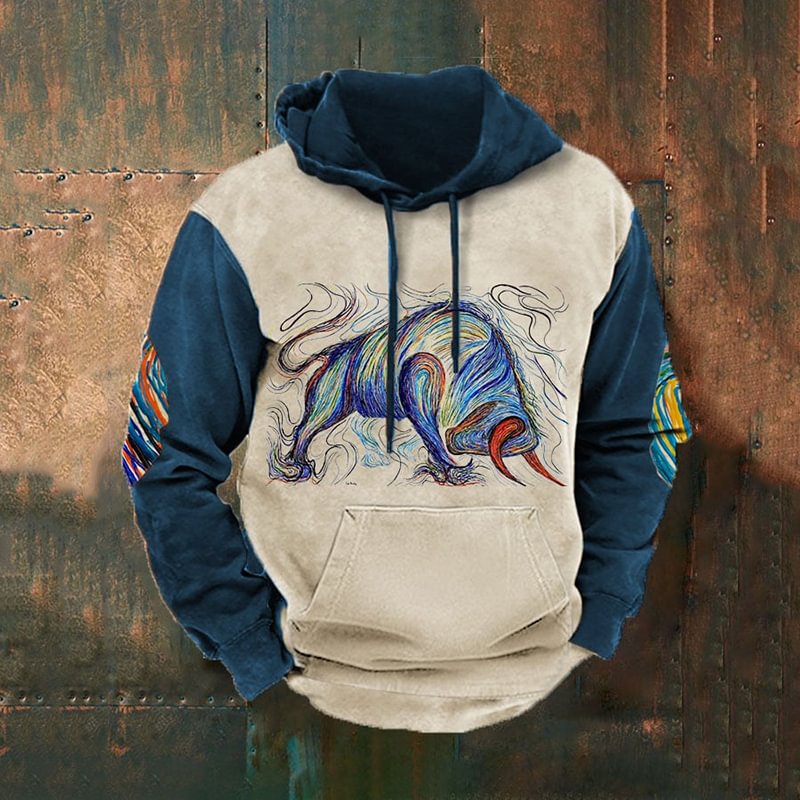 Men's Vintage Western Ethnic Print Casual Hoodie
