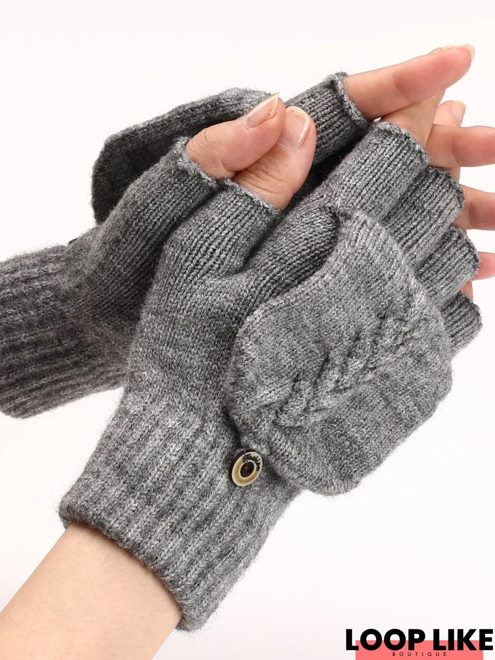 Casual Solid Color Twist Pattern Reversible Five-Finger Gloves Daily Commuting Home Accessories