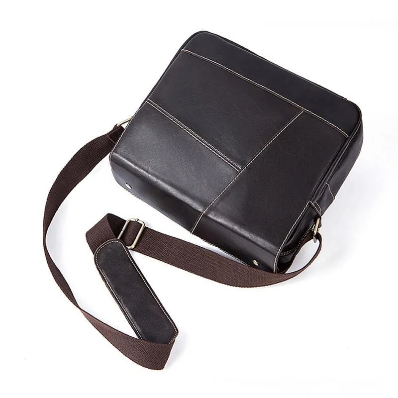 Delicate Genuine Leather Stitching Sling Shoulder Bag Messenger Bag