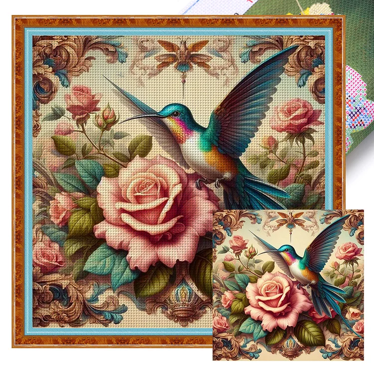 『YiShu』Hummingbird - 11CT Stamped Eco-Friendly Cotton Thread Cross Stitch(40*40cm)