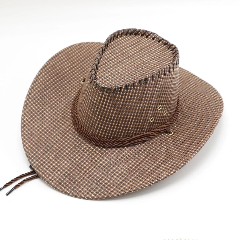 Men’s Minimalist Solid Color Big Eaves Straw Hat