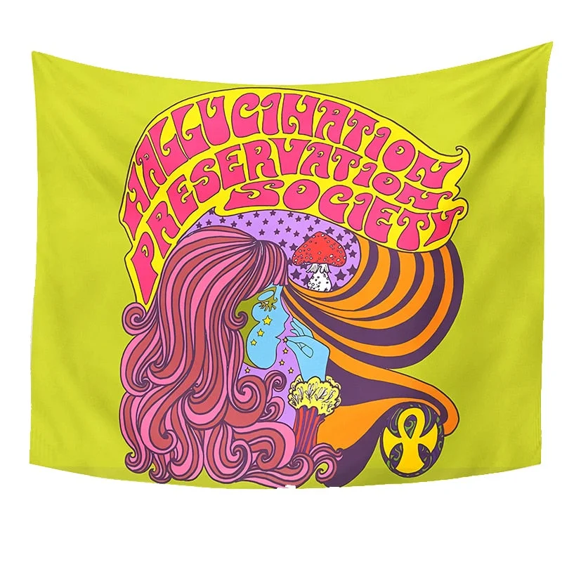 Mushroom Tapestry Wall Hanging Bohemian Vintage 80S Wall Art Decor Home Floral Art Carpet Retro Wall Hanging Decor Tapestries