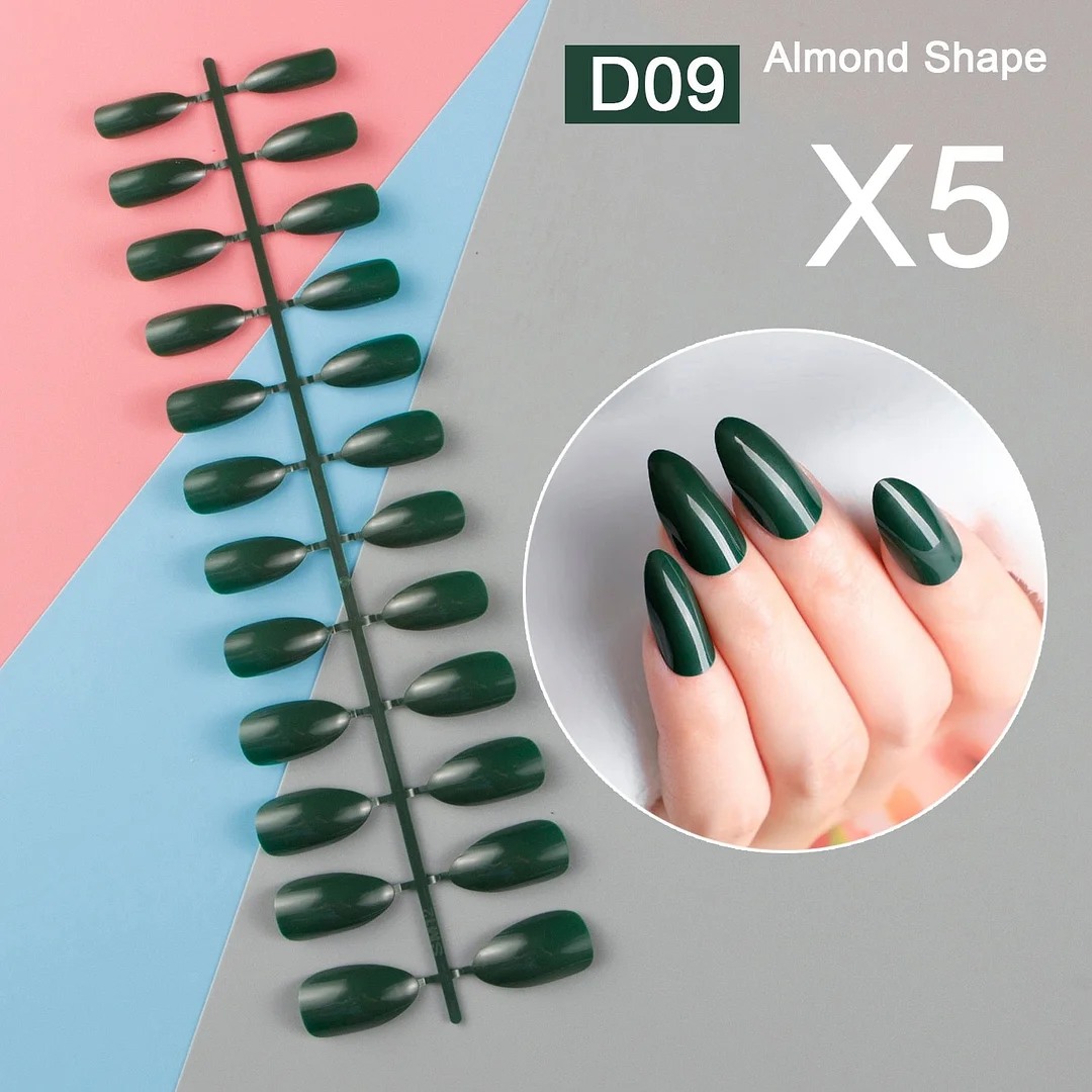 5 Sets/Pack In The Same Color Press On Color False Nail Tips Almond Fake Nail Tips Short Nail Tip Full Cover Nail DIY-Nail Inspo