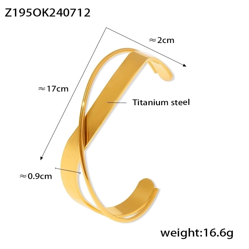 Casual Minimalist Geometric Titanium Steel Wide Bracelet In Bulk