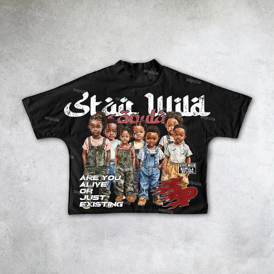 Sopula Cool Children Portraits Are You Alive Or Just Existing Print Cropped T-Shirts