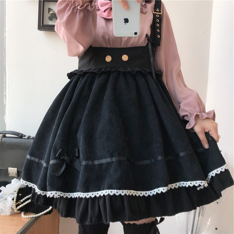 Aiertu - Riza's Cookie Shoppe Overalls Skirt Dress Kawaii Academia Y2K Cottagecore Coquette Fairycore Dollette Princesscore Bottoms Aiertu