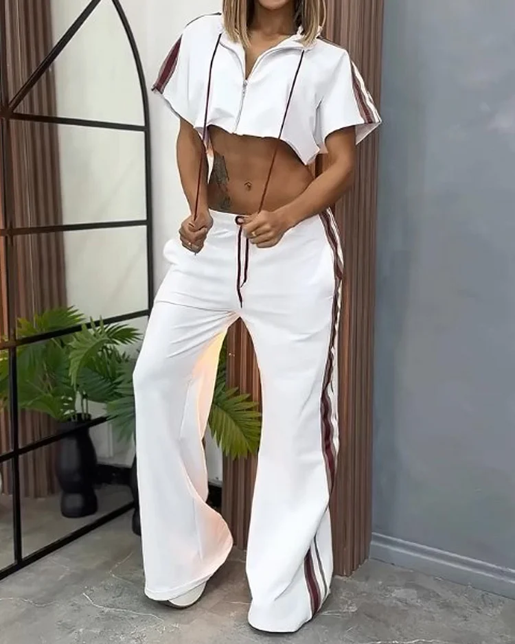 Casual solid color two piece suit