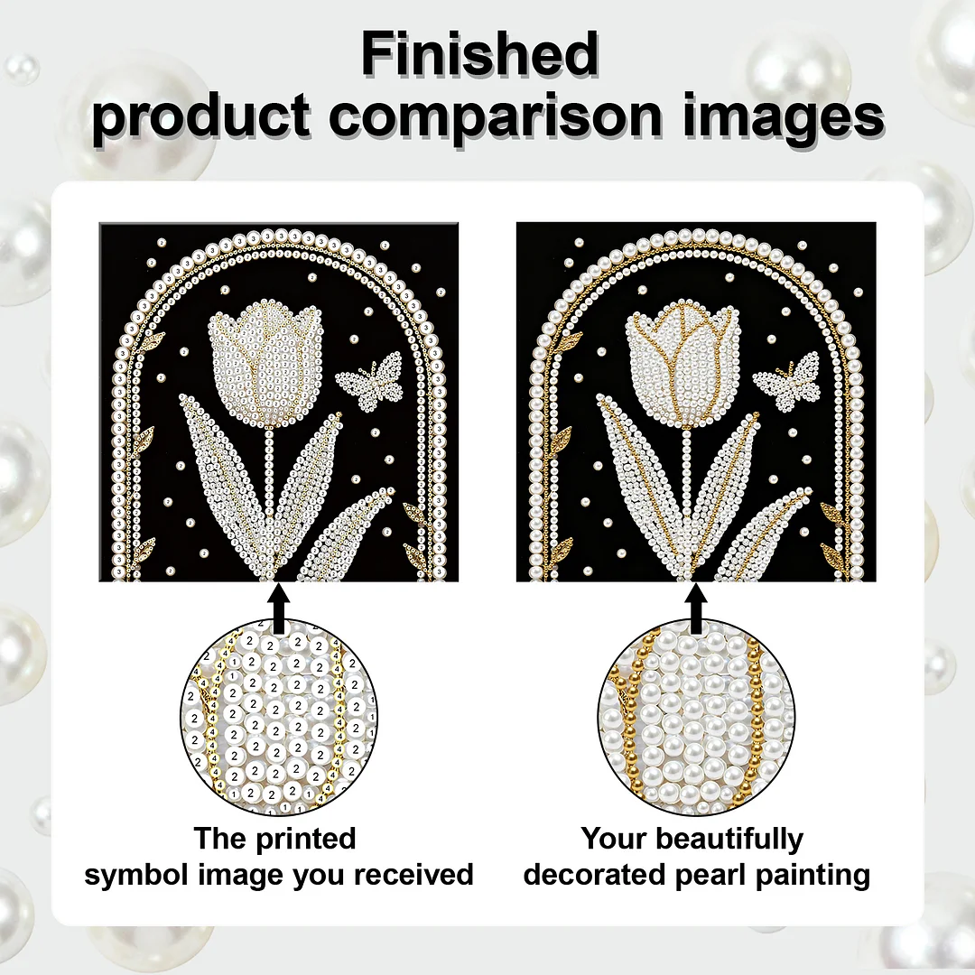 Tulip DIY Pearl Art Diamond Painting Kit for Adults Home Decor 25x25cm With Frame
