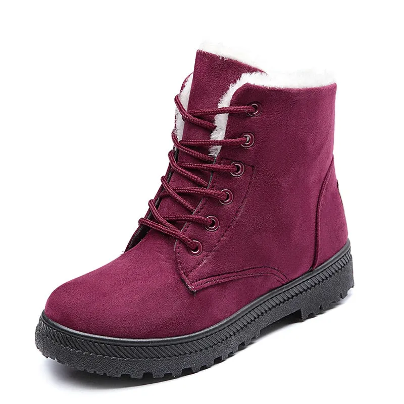 Nine o'clock New Casual Women Boots Winter Comfortable Warm Lined Lace-up Shoes Quality Anti-skid Female Botas Big Size 35-44