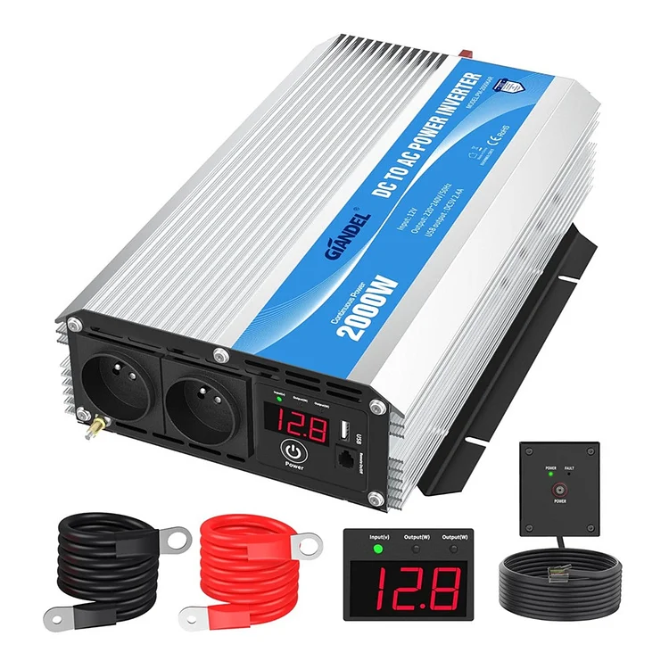 【Applicable en France】Produits d'occasion  2000W Convertisseur 12V 220V 230V  Onduleur à Onde Modifiée Transformateur 