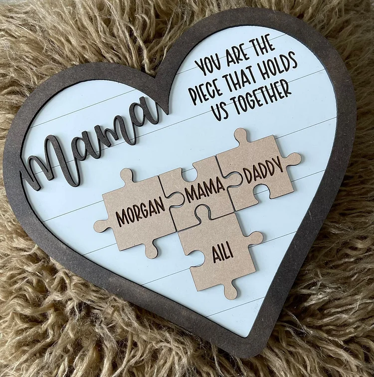 Personalized Wooden Heart Puzzle Sign