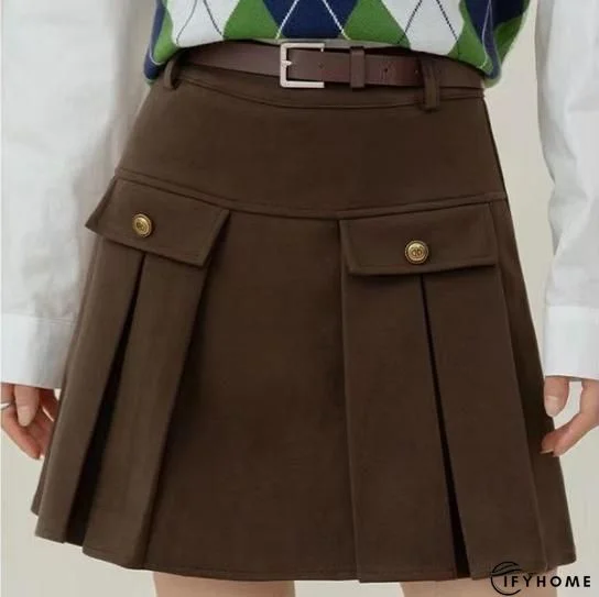 Solid Casual Cotton-Blend Skirt | IFYHOME