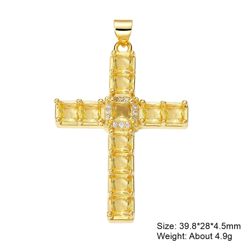 Classic Style Streetwear Cross Devil’s Eye Copper Plating Inlay Zircon 18k Gold Plated Charms