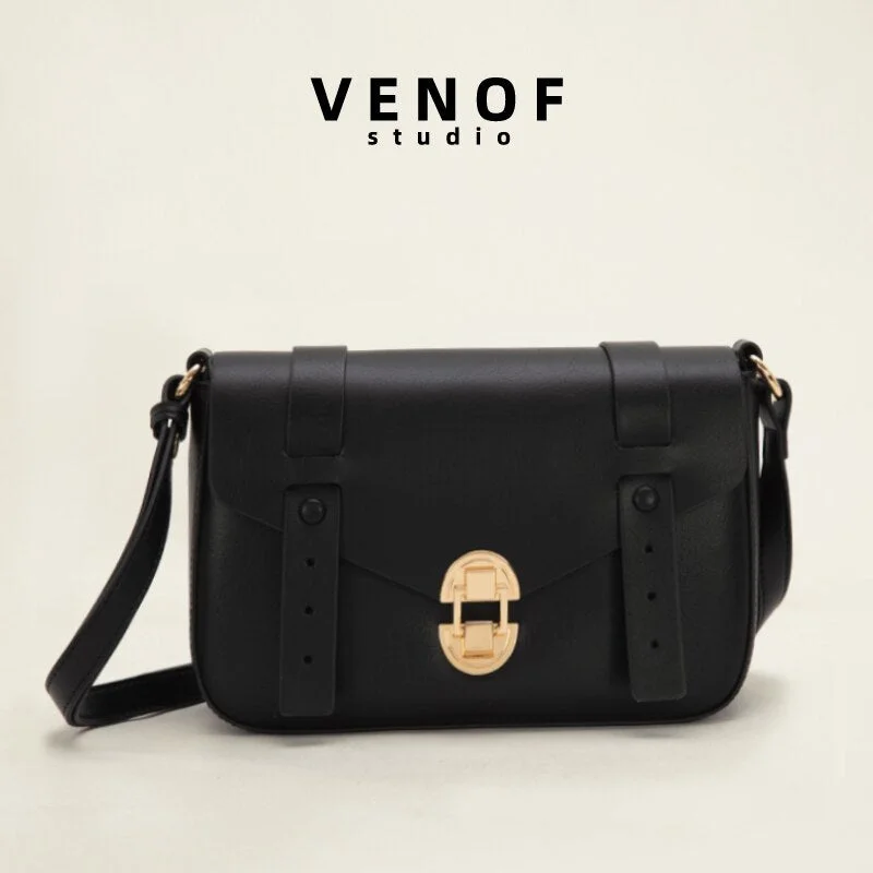 VENOF 2022 Spring Women's Messenger Bag High-end Retro Leather Shoulder Satchel Bags Ladies All-match Flap Crossbody Small Bag