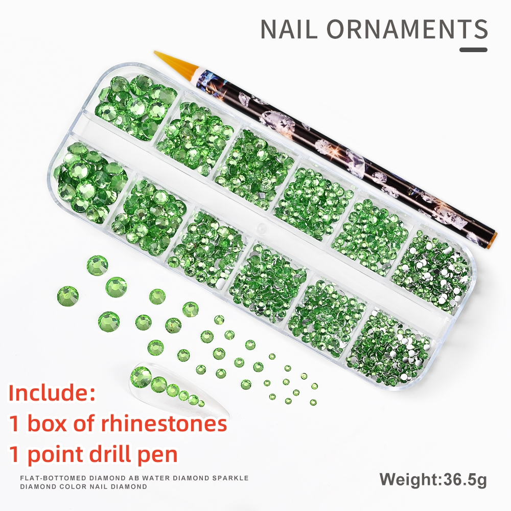 Multi-Size Nail Rhinestones Kit 3D Crystal AB DIY Nail Art Decors Diamond Gems Glitter Manicure Point Drill Pen Tweezers Tools #